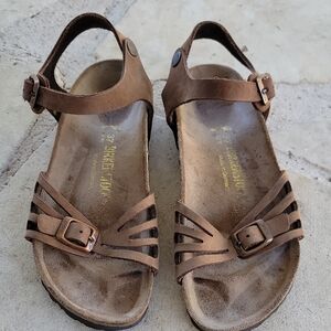 Birkenstock Bali Brown Leather Sandals Size 37